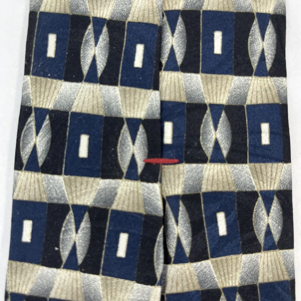Don Loper Beverly Hills Mens Tie 4 in W x L 62in Silk Black Silver White